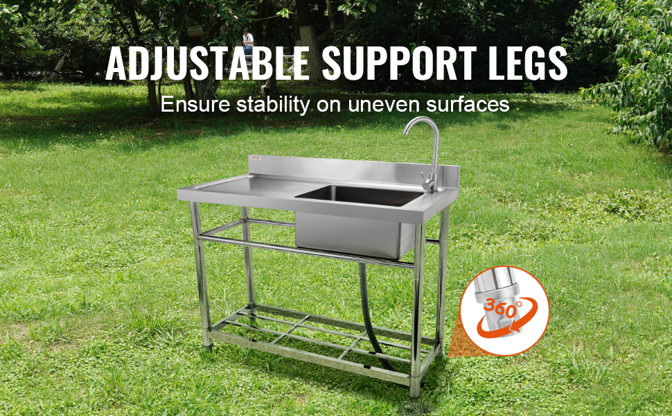 VEVOR Stainless Steel Utility Sink, 1 Compartment Free Standing Small