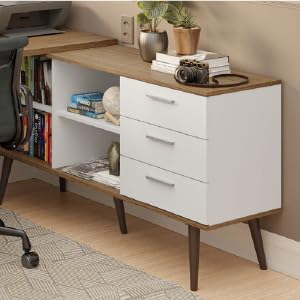 Escrivaninha Mesa de Escritório de Canto 3 Gavetas Lisboa Madesa