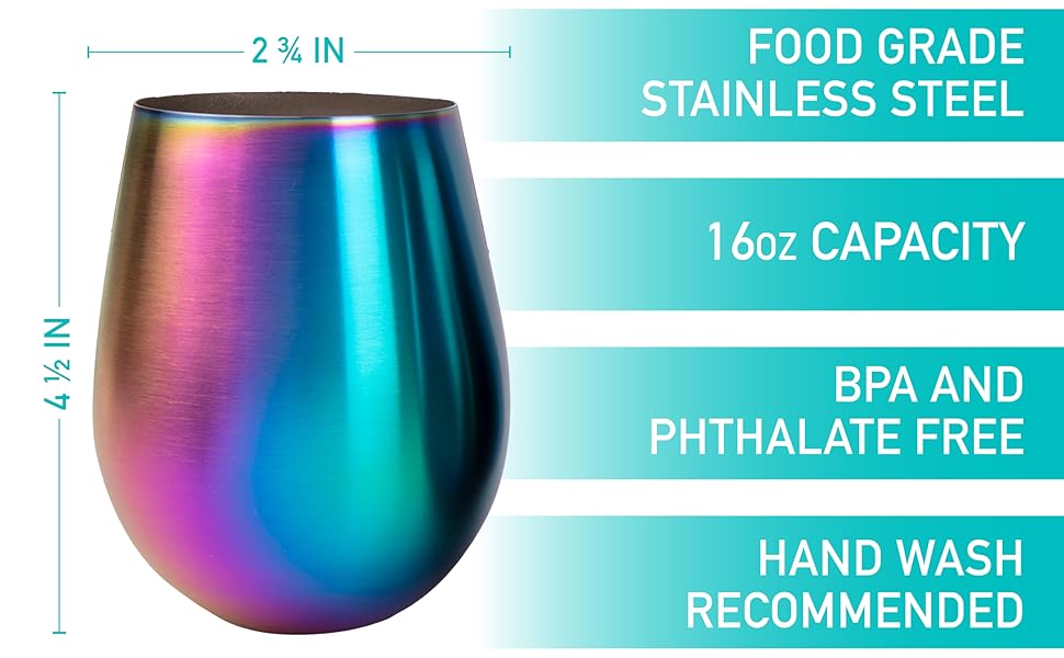 home decor reusable party cups stainless steel cups drinkware wine glass tumbler rainbow
