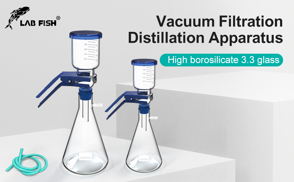 LABFISH Glass Laboratory Vacuum Filtration Distillation Apparatus,Filter Flask Set Graduated Lab
