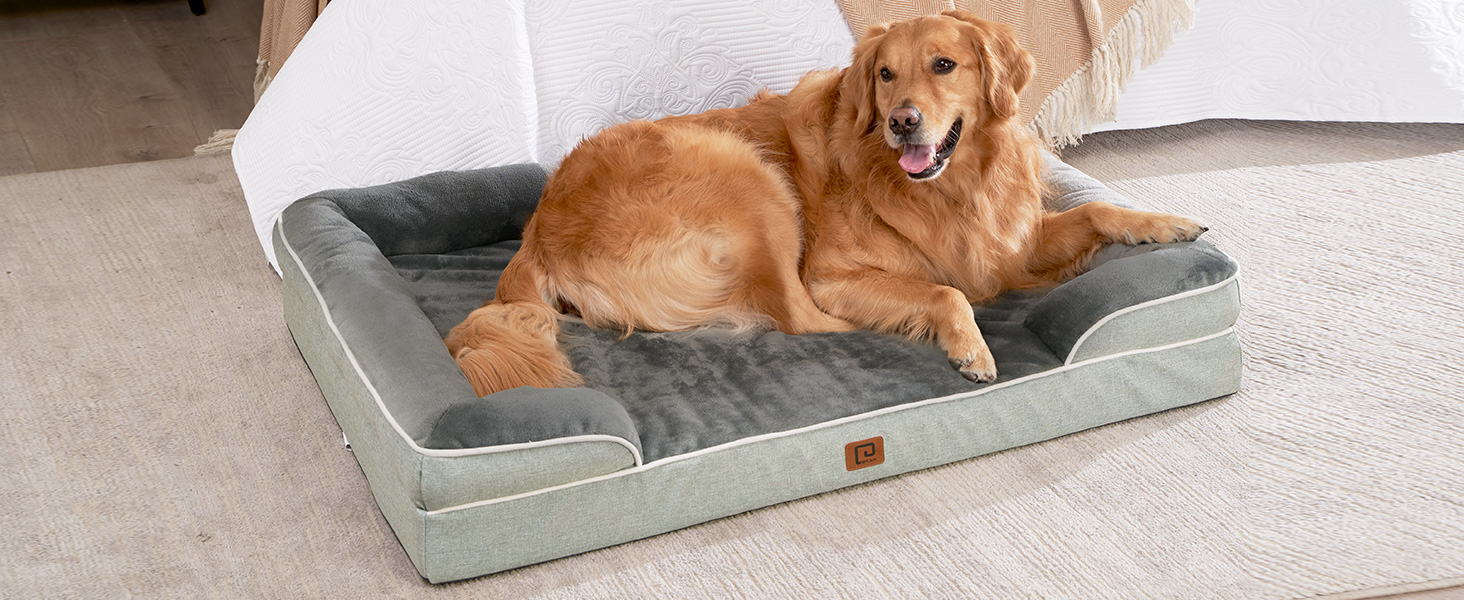 EHEYCIGA Memory Foam Orthopedic Large Dog Bed with Sides, Waterproof