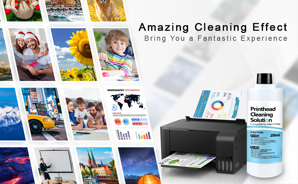 Printer Cleaning Kit 250mL, Printer Head Cleaning Kit for Epson Ecotank, Print Head Cleaning Kit