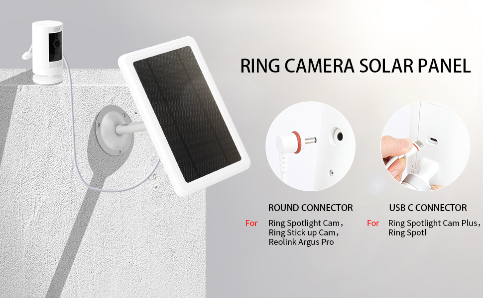 Solar Panel for Ring Camera, Power Supply for Ring