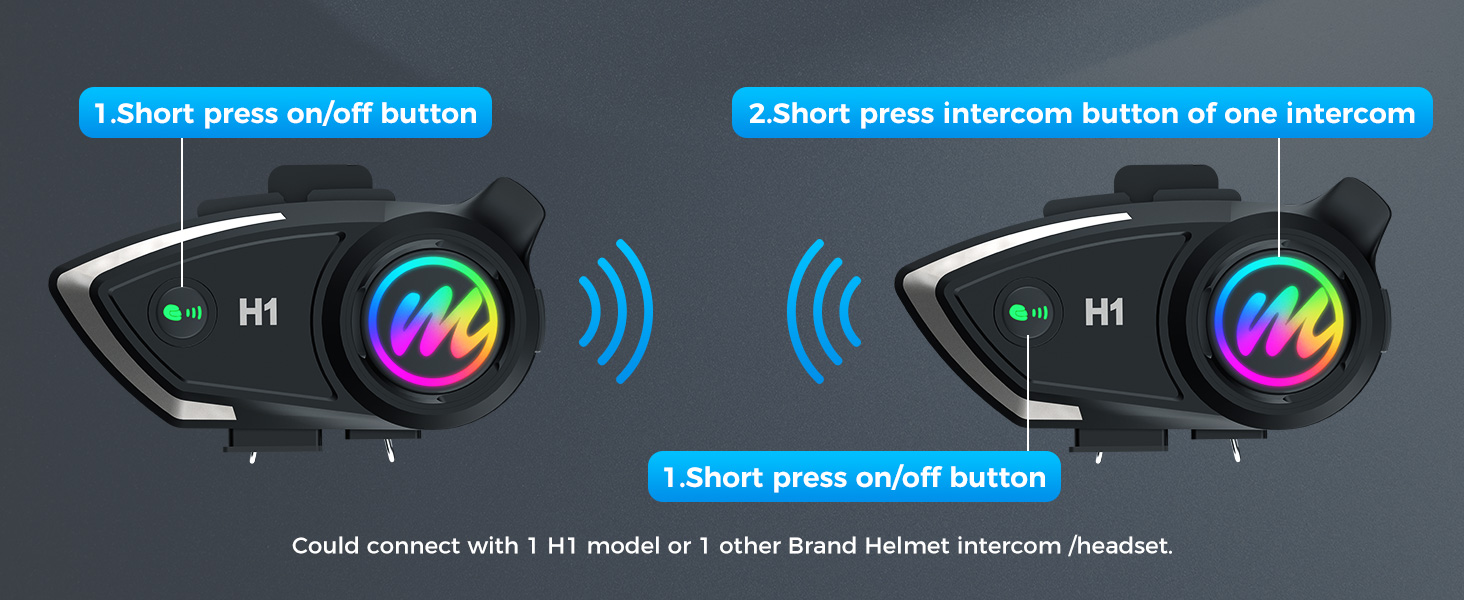 Moman Motorcycle H1 2 Pack Helmet Headset Wireless 5.0 Dirt