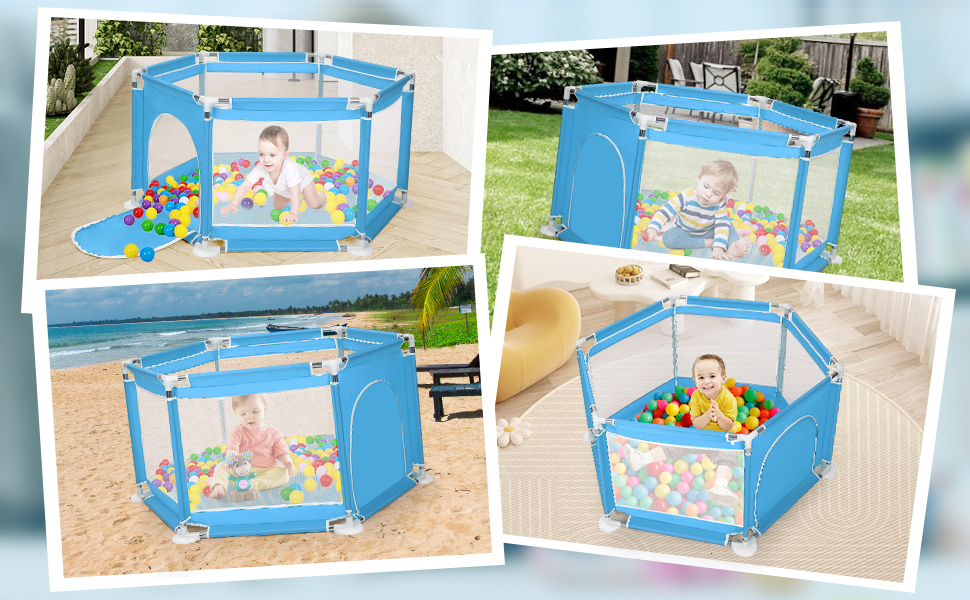 Baby Playpen Six-Plate Playpen Large Activity Playpen 6 Sides
