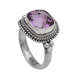 NOVICA,Purple,Gemstone,Silver,Ring,Accessory,Modern, Jewelry,For Women,Violet,Gift,Handmade,Fashion