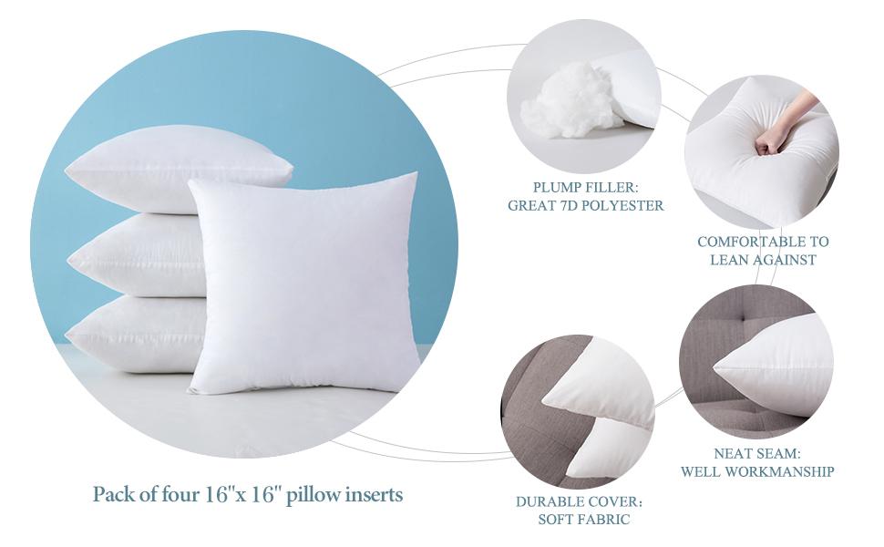 MIULEE Throw Pillows Inserts (Pack of 4) Hypoallergenic Premium