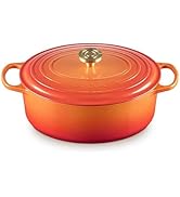 Le Creuset Enameled Cast Iron Signature Oval Dutch Oven, 6.75 qt., Flamme Doree with Crucible Knob