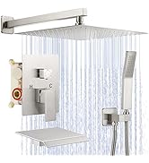 JOMEOO 12 Inch Shower System with Tub Spout, 3 Function Brushed Nickel Bathtub Shower Faucet Set,...