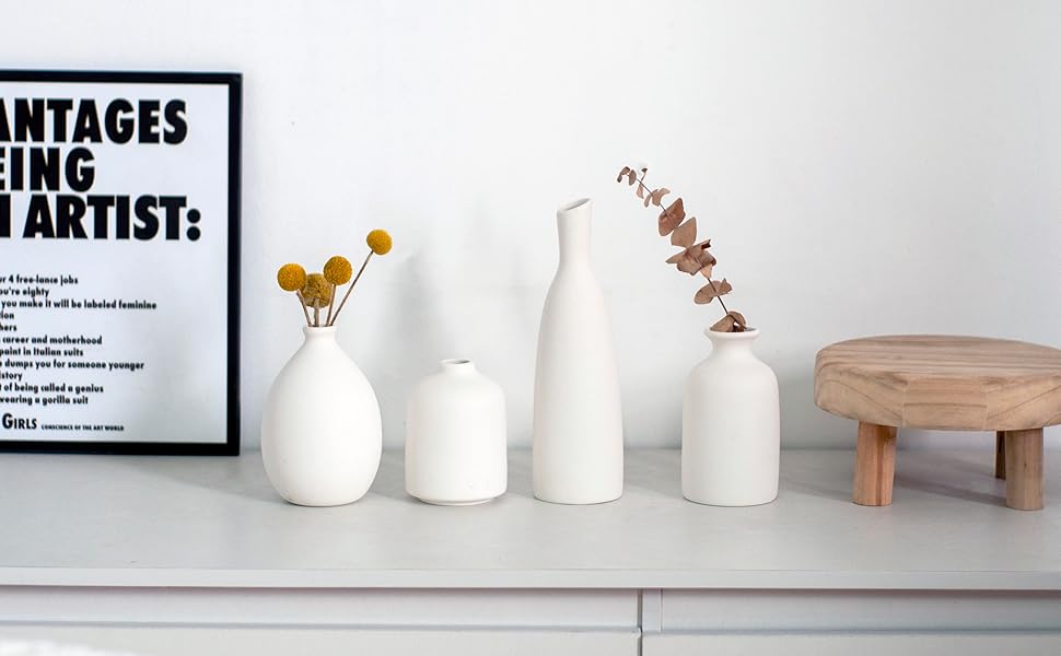 White Ceramic Vase Set of 4, Classic Mat... 10 wite