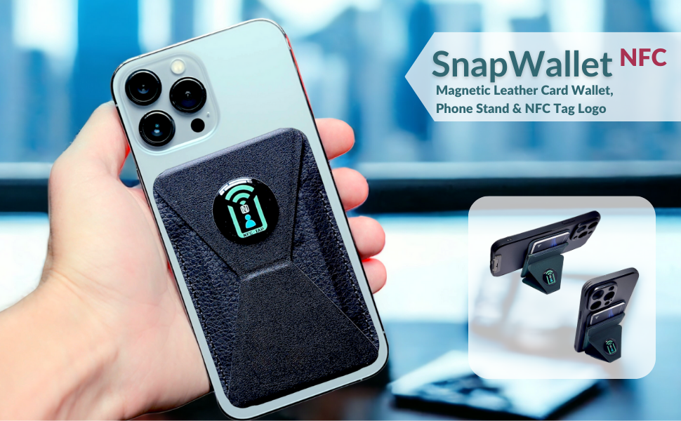 magsafe wallet nfc snapwallet leather magnetic stand card holder