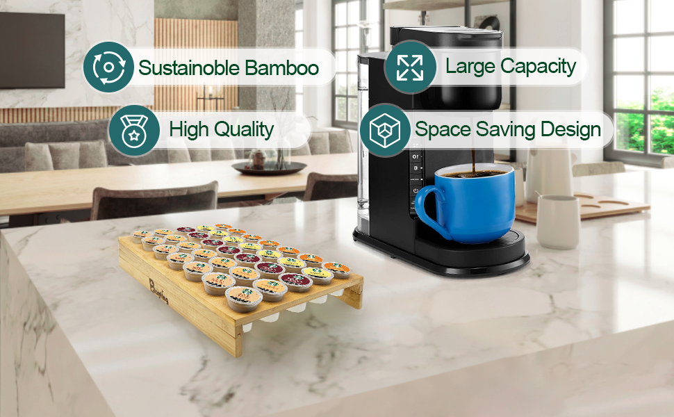 Bayting Bamboo K Cup Holder, K Cup Drawer Organizer Insert