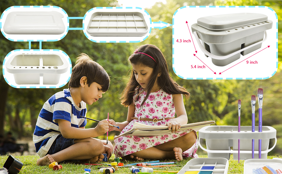 Paint Brush Basin,Multifunction Paint Brush Tub with Brush