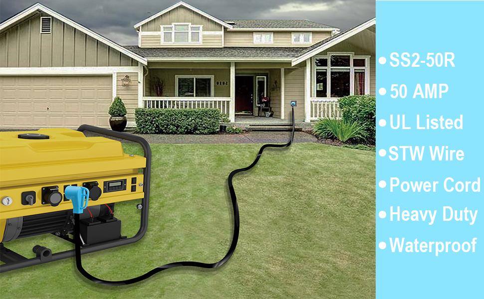 CircleCord 50 Amp 25 Feet RV/Generator Cord with Locking