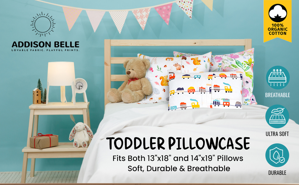 100 Organic Toddler Pillowcase by ADDISON BELLE Fits