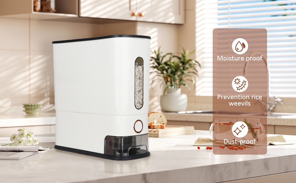 QLoztyse Rice Storage Container 25 lbs Rices Dispenser