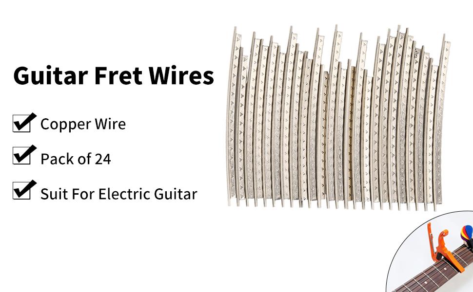 Guitar Fret Wire, 24pcs White Copper Guitar Fretwire Set