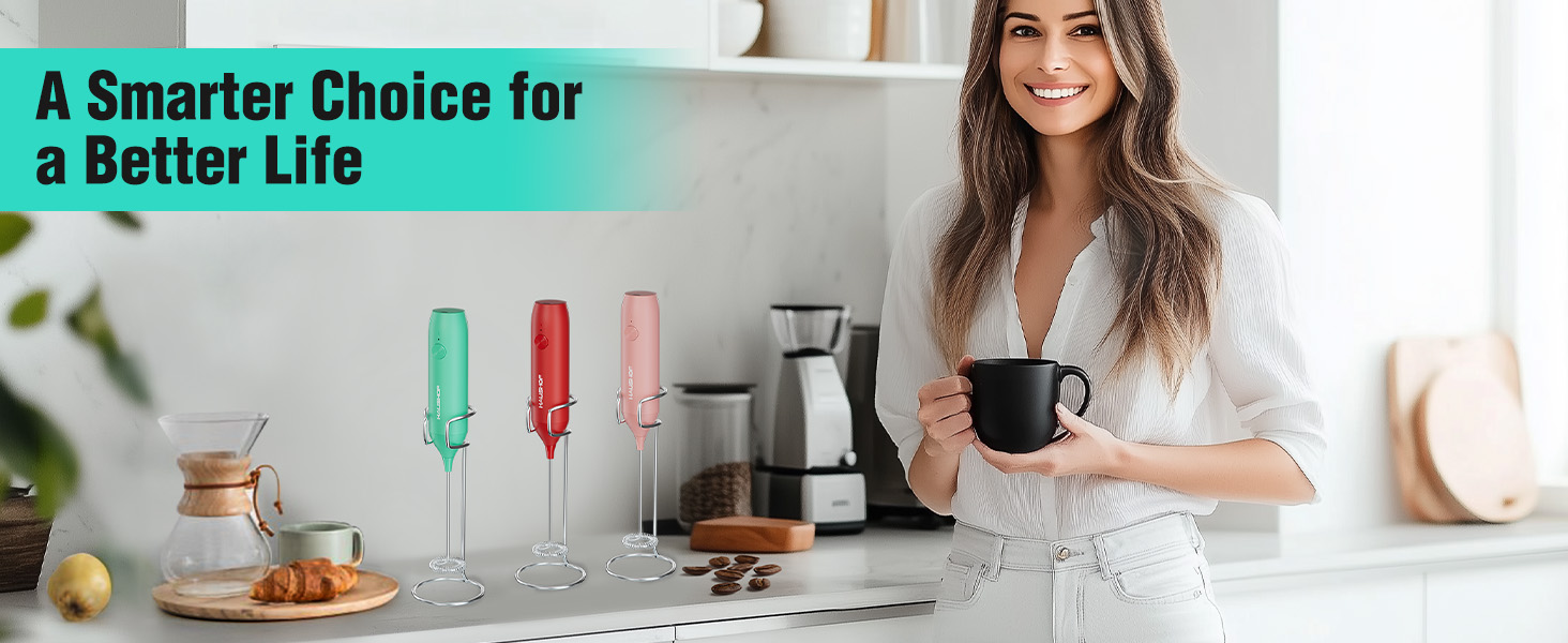 HAUSHOF Powerful Rechargeable Milk Frother Wand