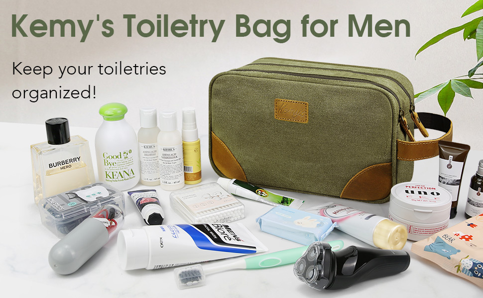 Kemy's Toiletry Bag for Men, Travel Toiletries Organizer