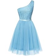 BeryLove Womens Sequin Homecoming Formal One-Shoulder Cocktail Dress for Teens