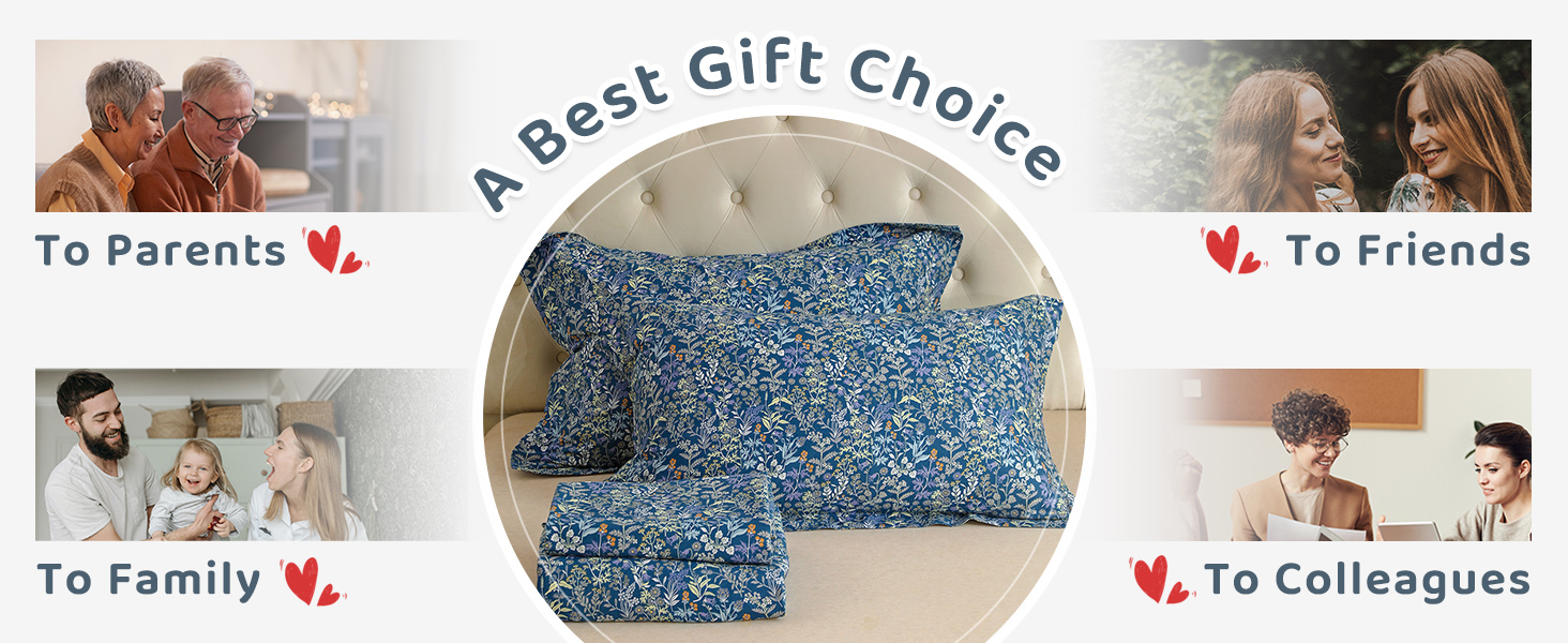 QSH 100 Cotton Sheets for Queen Size Bed Blue Floral