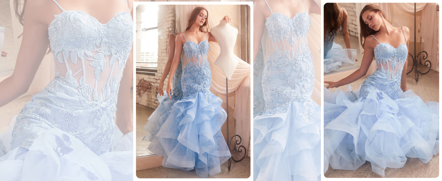 Vestido de fiesta de sirena con apliques de encaje floral, largo y sexy, vestido formal de noche para fiesta
