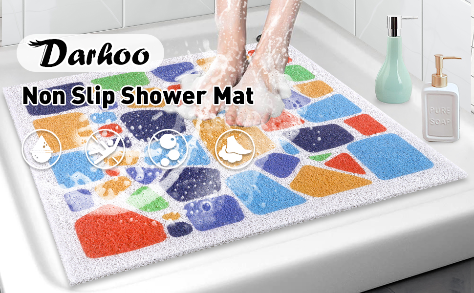 Darhoo Shower Mat Non Slip, 24 x 24 Inches Square Shower