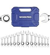 WORKPRO 14-Piece Ratcheting Combination Stubby Wrench Set, 72 Teeth, Combo Ratchet Wrenches Set w...