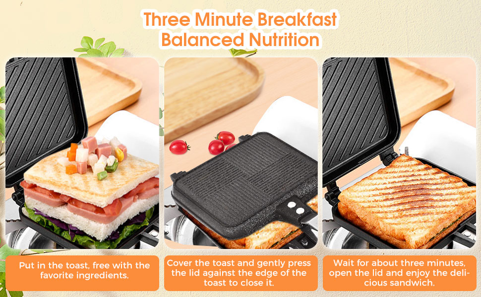 Toasted Sandwish Maker, Double Sided Stovetop Toasted Maker Baking Pan