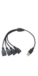Amazon.co.jp: KAUMO USB電源コード 4分岐 四股 四又 40cm (USBオス
