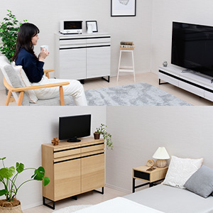 moca company Cloudear キャビネット 幅135 引出し付き リビング収納 間仕切り ブラウン