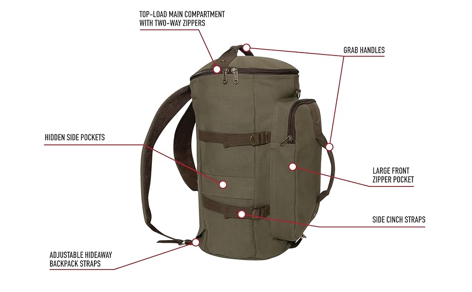 Amazon.com: Rothco Convertible Canvas Duffle Backpack