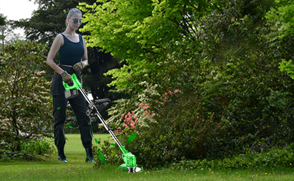 Wrneaoch Metal Blade Cordless Strimmer 24v Grass Trimmers With 2