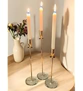 Gold Taper Candle Holders (Set of 3) | Elegant Metal & Glass Candlestick Set for Home, Wedding & ...