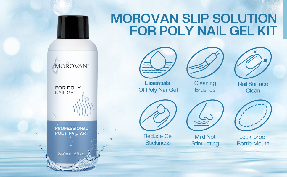 Morovan Poly Gel Slip Solution, 8 oz Nail Slip Solution
