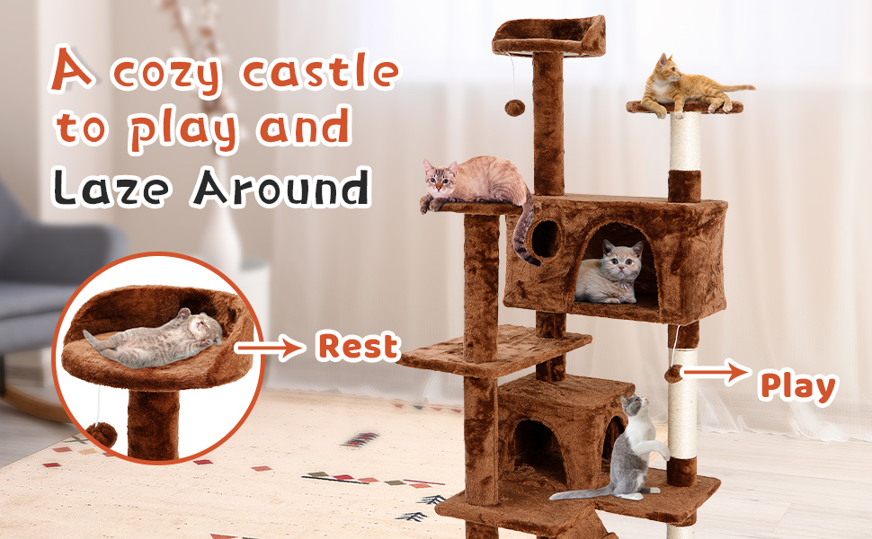 Nova Microdermabrasion 54in Cat Tree Tower for Indoor Cats