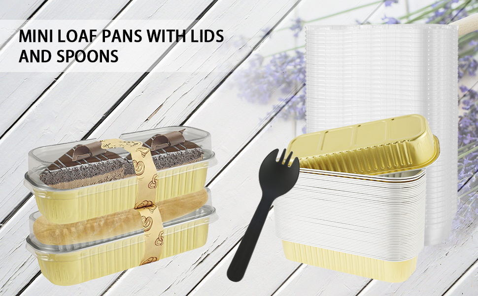 200pcs Mini Loaf Pans with Lids Spoons and Stickers 200ml Heat