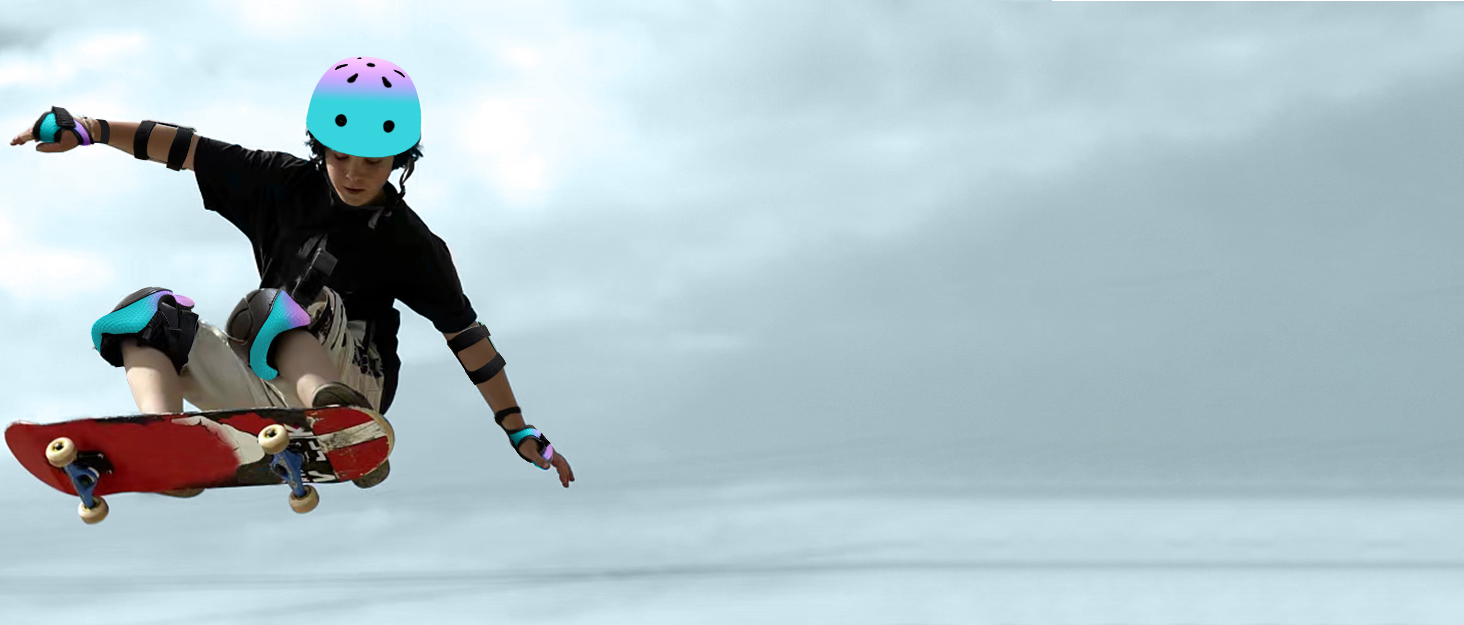 Color Gradient Adjustable Bike Helmet with Knee Pad Elbow