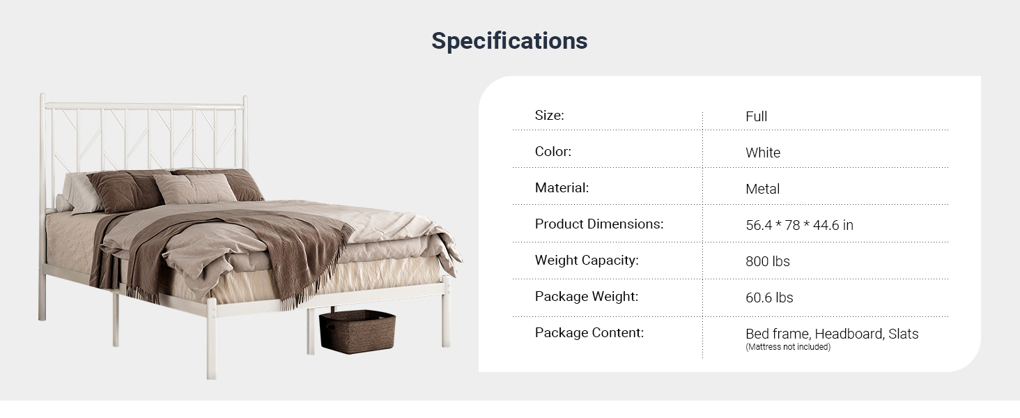 Allewie Full Size Platform Bed Frame with Vintage Headboard