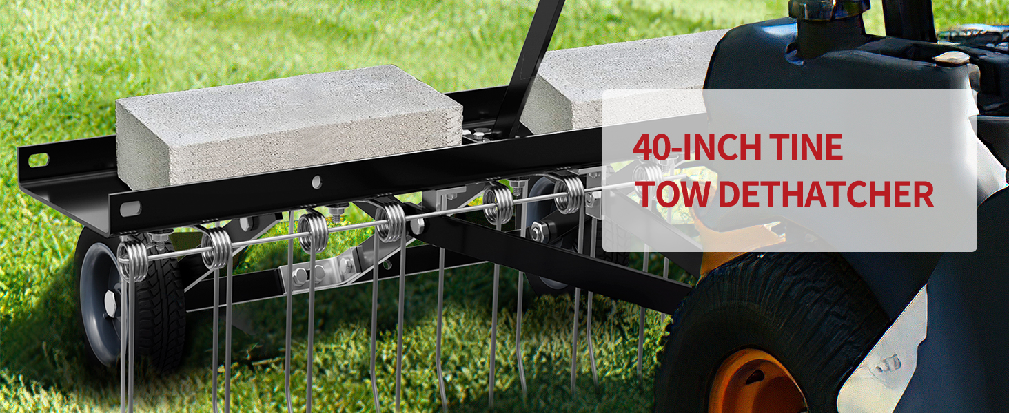 YITAMOTOR 40" dethatcher Tow Behind Lawn rake Lawn Sweeper