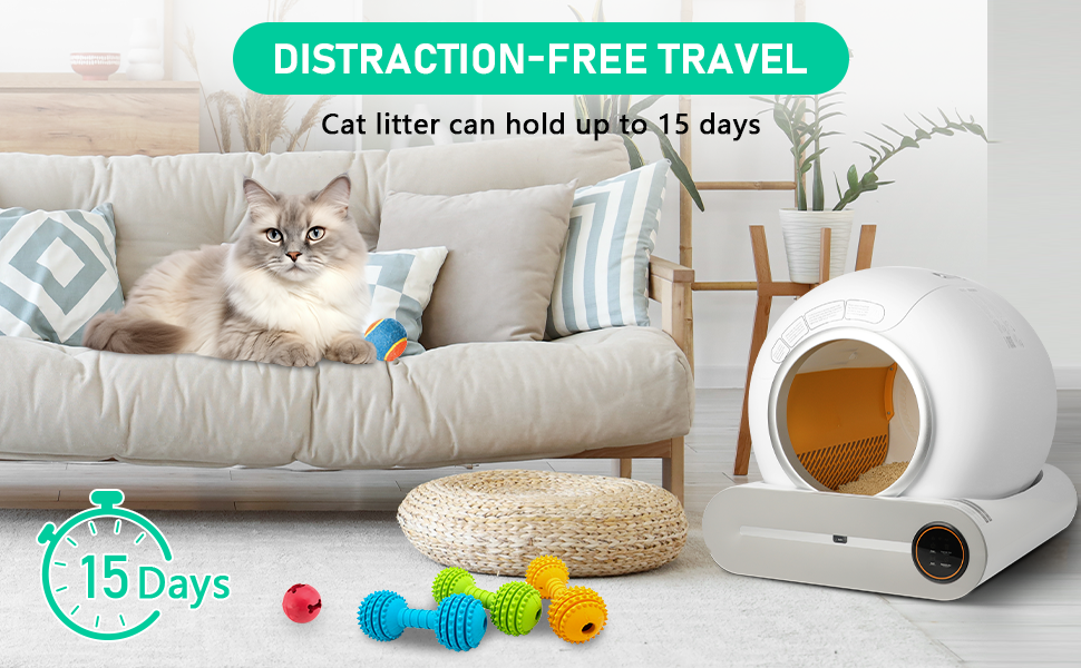 Faazy Self Cleaning Cat Litter Tray, Tuya Smart Automatic Cat Litter Box, 65L Extra-Large Capacity, Odor Control, APP Control, Safety Protection Robot Litter Box for Multiple Cats with Cat Litter Mat 16 Self Cleaning Cat Litter Tray