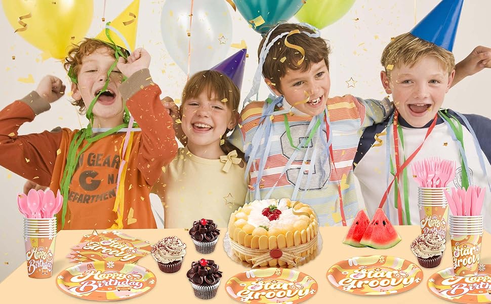 Groovy Plates and Napkins Groovy Birthday Decorations Boho