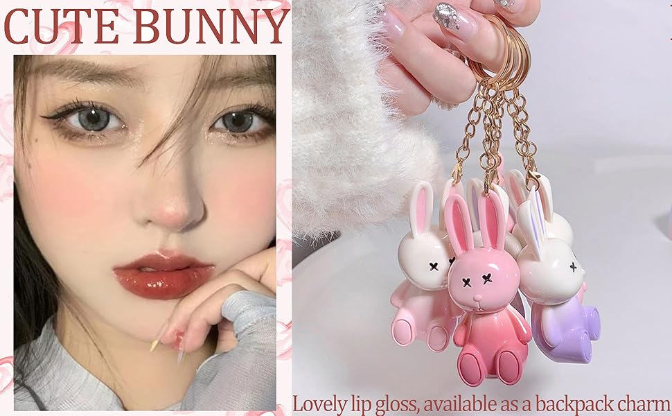 3Pcs Bunny Rabbit Lip Gloss Set