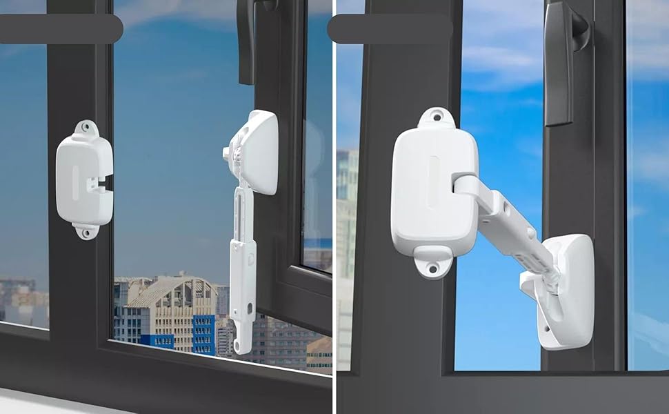 Window Child Safety Lock 1 Set in White with Special Adhesive for