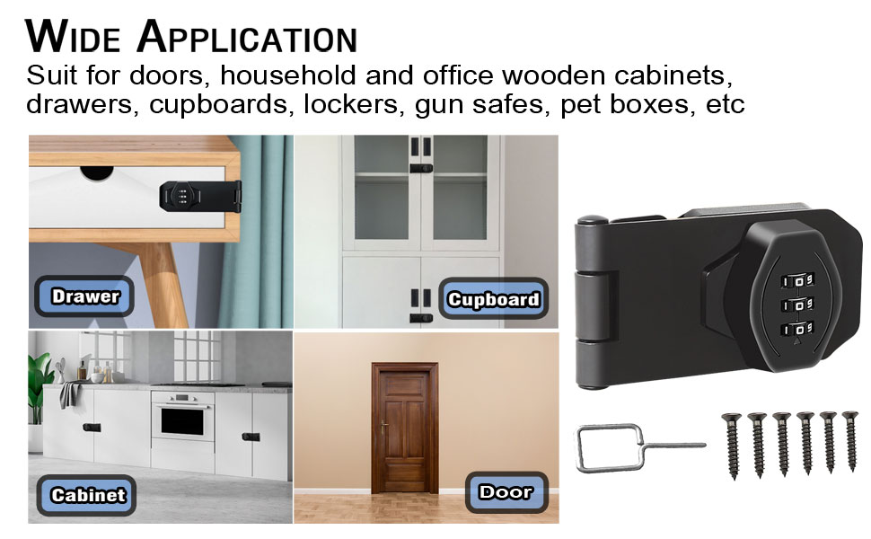 Keyless Hasp Latch Lock,Chumiug 3Digit Combination Lock Twist Knob