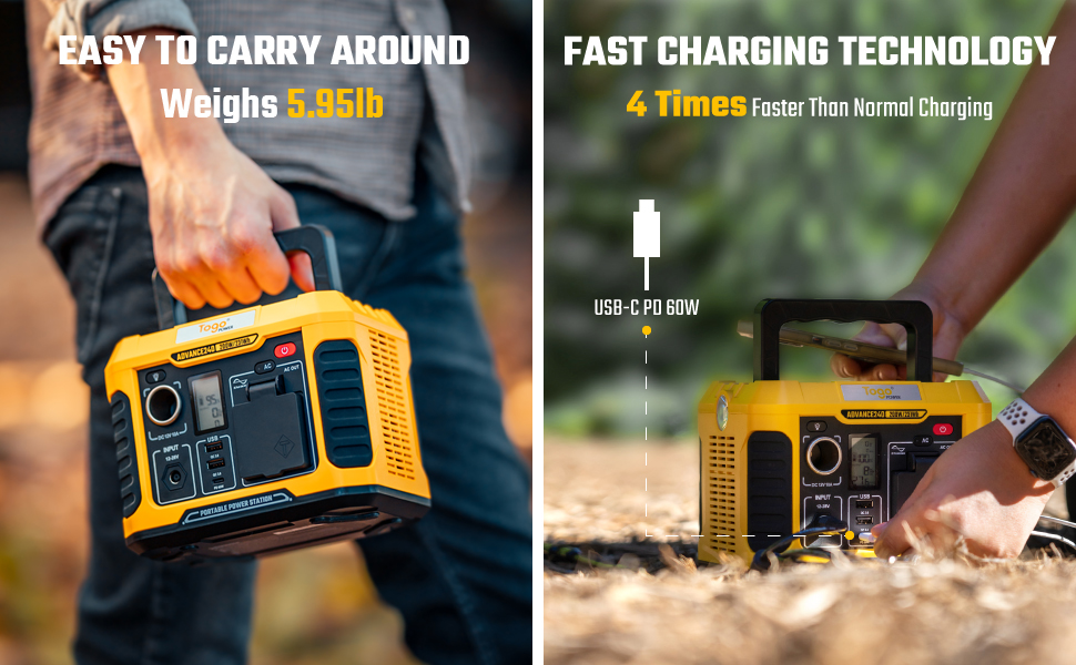 Togo POWER A240 Portable Power Station, 231Wh 200W Solar Generator with