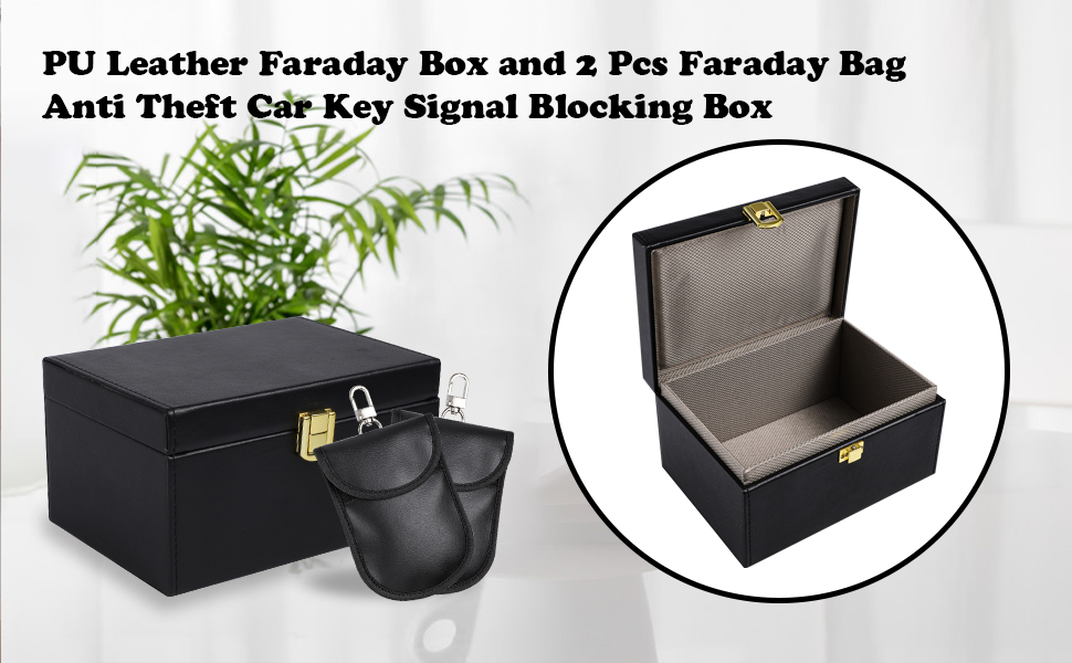 Faraday Box for Car Keys with 2 Pack Faraday Bag for Key Fob , PU