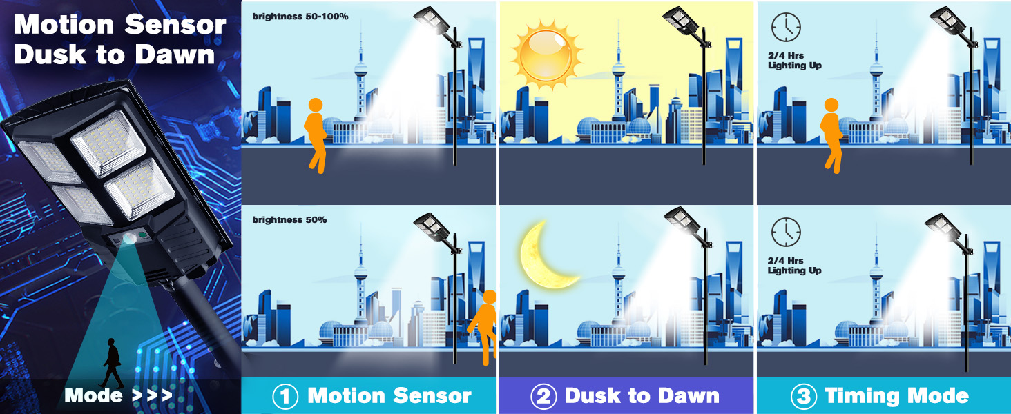 solar street lights outdoor dusk to dawn