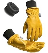 toolant Leather Winter Work Gloves for Men, 100% Grain Cowhide with Warm Thinsulate Lining, Water...