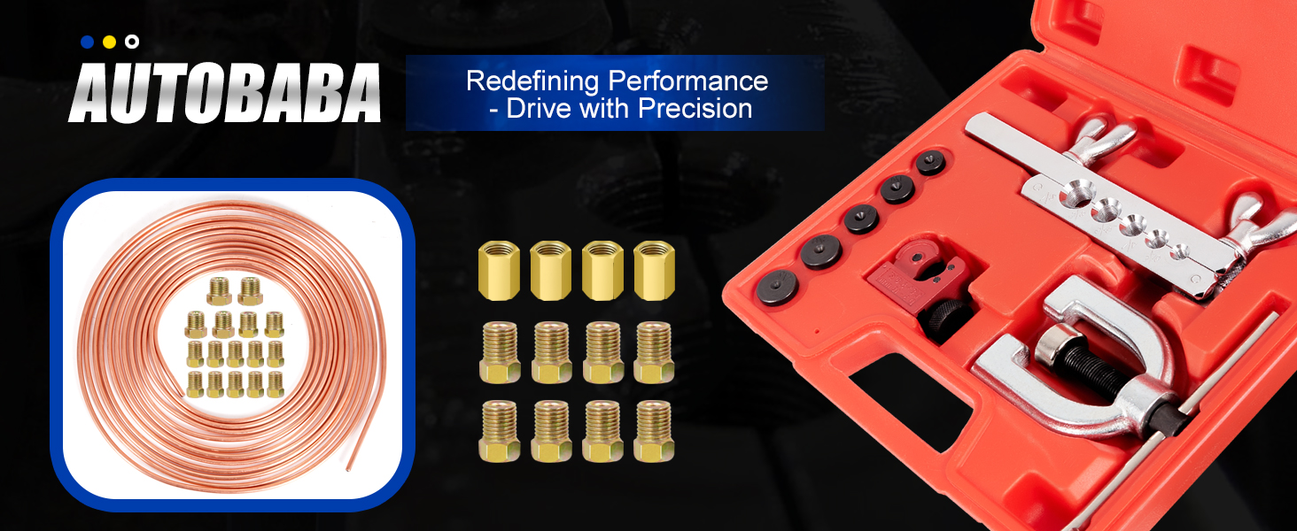 AUTOBABA 25ft Brake Line Kit 3/16 Copper Coated Tubing